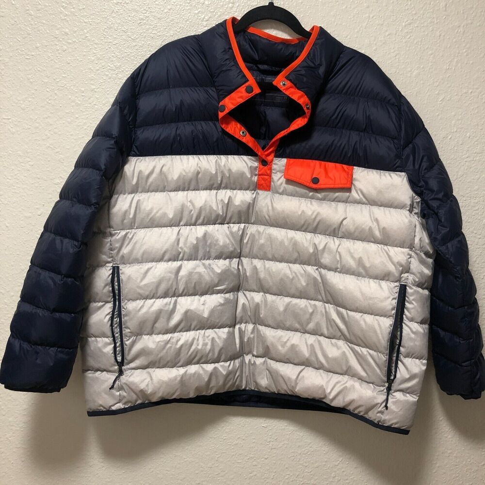 eddie bauer womens 2x puffer sweater blue gray down waterfowl feathers